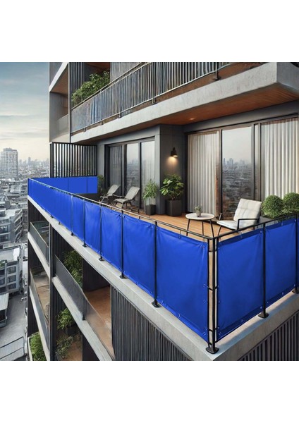 100CM Yükseklikliler Mavi Pvc Su Geçirmez Balkon Demiri Korkuluk Çit Branda