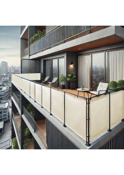 90CM Yükseklikliler Krem Pvc Su Geçirmez Balkon Demiri Korkuluk Çit Branda