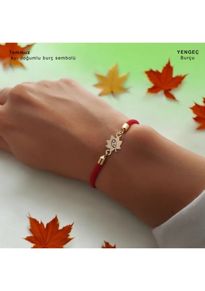 14 Ayar Altın Plakalı Özel Yaprak Figürlü, Kırmızı Örgü Det Ayıyla Astroloji Burçlar Sembolü Bileklik, Kişisel Özelliklerini Vurgul Ayan Şık Bir Hediye! fiyatları