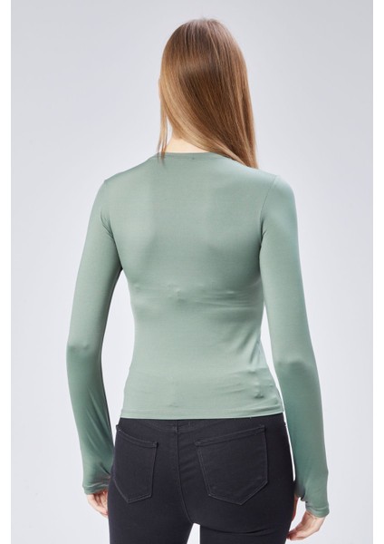 Basic Bisiklet Yaka Uzun Kollu Slim Fit Kadın Body T-Shirt indirimleri