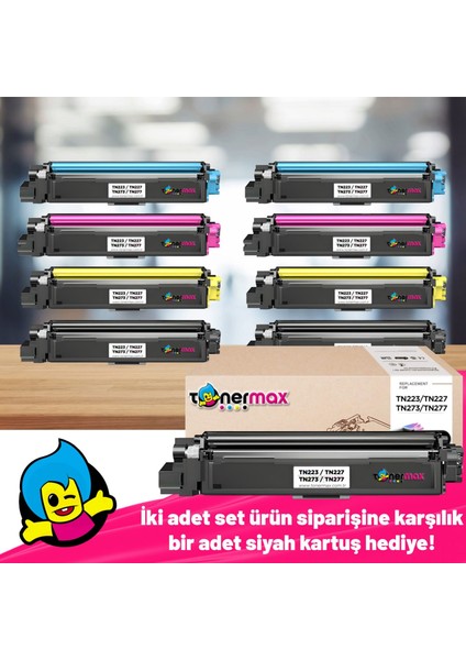 Brother TN273 / TN277 Muadil Toner Takım 2'li Set Siyah Hediye