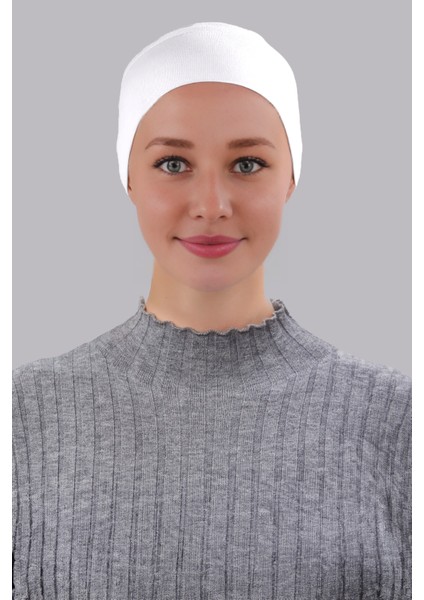 Tesettür Boru Bone Önü Dikişsiz Hazır Pratik Geçmeli Düz Bonesi Pamuk Likralı Penye
