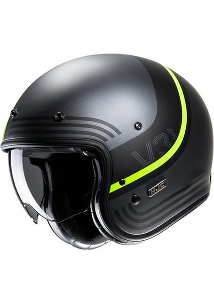 V31 Byron MC3HSF Yarım Motosiklet Kaskı Mat Siyah Neon