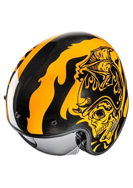 V31 Flame Mc3 Yarım Motosiklet Kaskı Siyah Sarı fiyatları