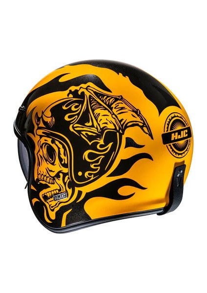 V31 Flame Mc3 Yarım Motosiklet Kaskı Siyah Sarı modelleri