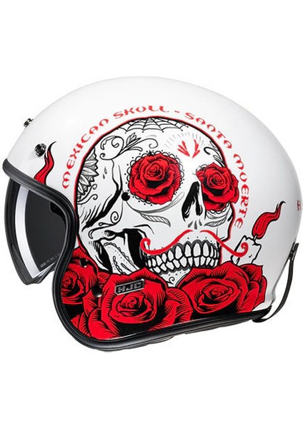 V31 Desto Mc1 Yarım Motosiklet Kaskı Beyaz Kırmızı fiyatları