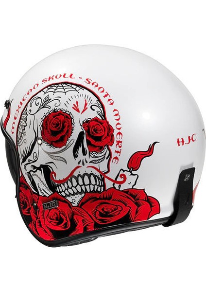 V31 Desto Mc1 Yarım Motosiklet Kaskı Beyaz Kırmızı modelleri