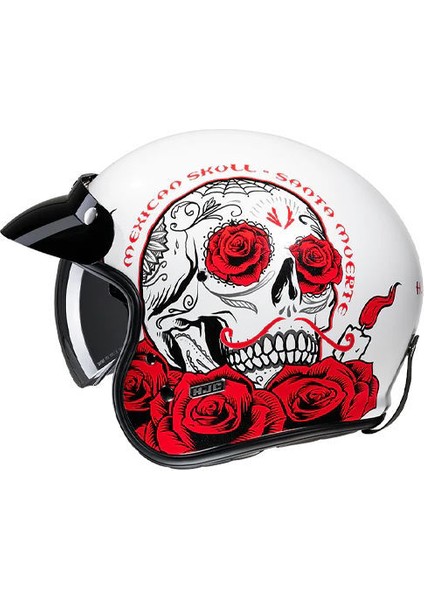 V31 Desto Mc1 Yarım Motosiklet Kaskı Beyaz Kırmızı fırsatları