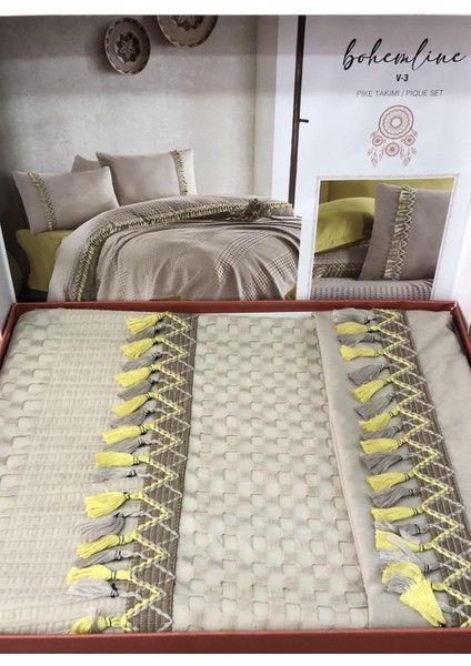 Clasy Butik Tek Kişilik Pike Takımı Bohemline Bej V3 fırsatları