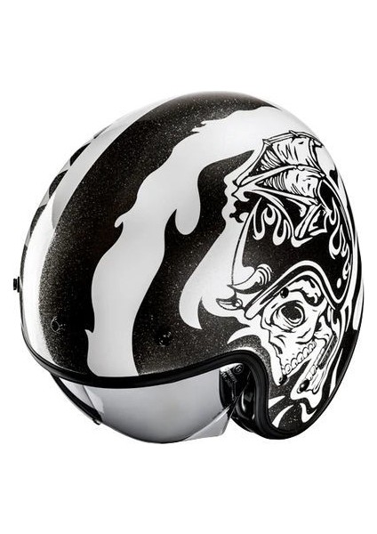 V31 Flame Mc5 Yarım Motosiklet Kaskı Siyah Beyaz fiyatları