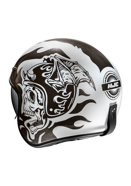 V31 Flame Mc5 Yarım Motosiklet Kaskı Siyah Beyaz modelleri