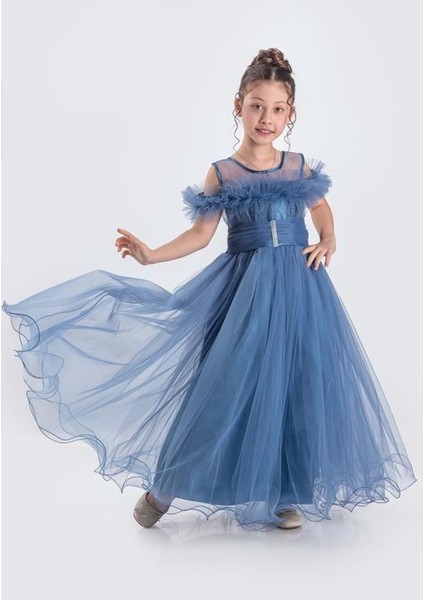 Uzun Etek Kız Çocuk Robası Şifon Abiye M00723