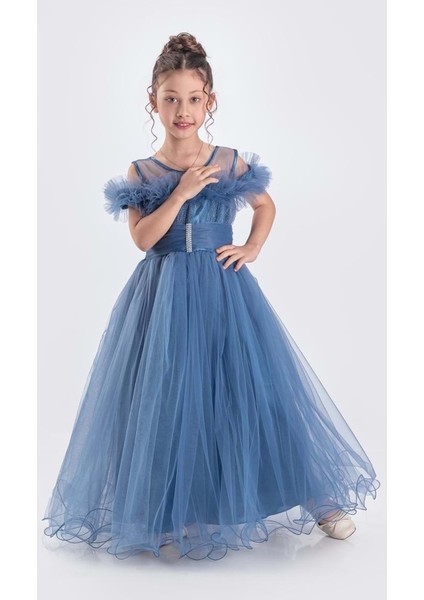 Uzun Etek Kız Çocuk Robası Şifon Abiye M00723 fiyatları