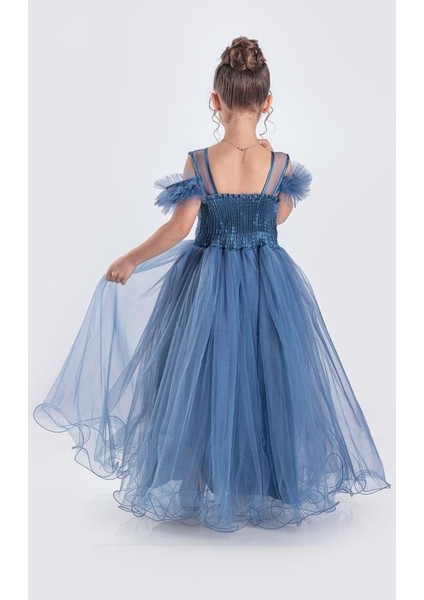 Uzun Etek Kız Çocuk Robası Şifon Abiye M00723 modelleri