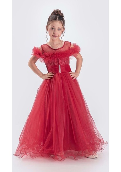 Uzun Etek Kız Çocuk Robası Şifon Abiye M00723 fırsatları