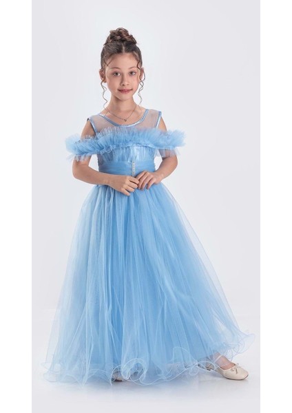 Uzun Etek Kız Çocuk Robası Şifon Abiye M00723 fiyatları