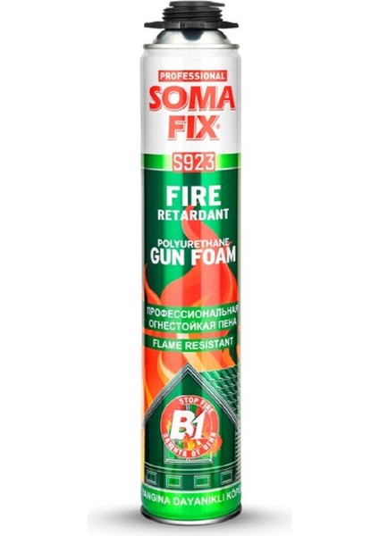 2 Adet 750 ml Somafix Tabancalı B1 Yangına Dayanıklı Poliüretan Köpük Köpük Tabancası Köpük Temizleyici Set