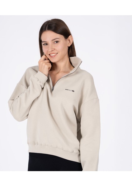 %100 Pamuk Oversize Yüksek Yakalı Furmuarlı Silva Sweatshirt