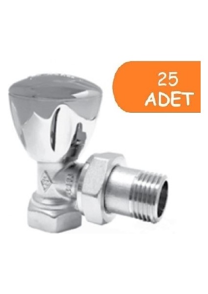 25 Adet Eca Rv3 1/2 Köşe Radyatör Valfi Krom Kaplamalı Petek Havlupan Vanası 602120749