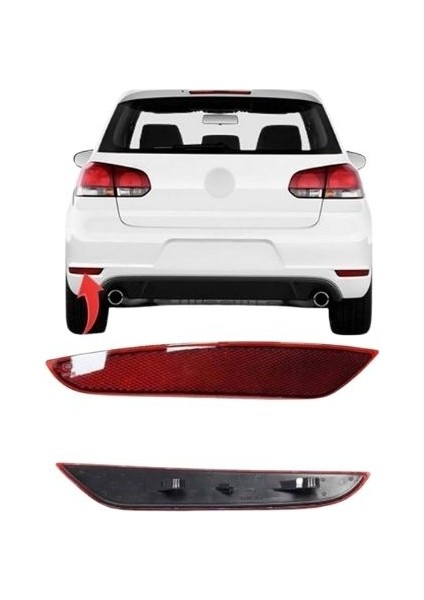 Volkswagen Golf 6 2009-2011 Arka Tampon Reflektörü Sol 5K0945105A
