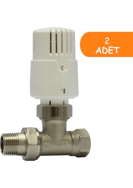 2 Adet Eca Trv4 Termostatik Düz Radyatör Valfi Petek Vanası 602120756