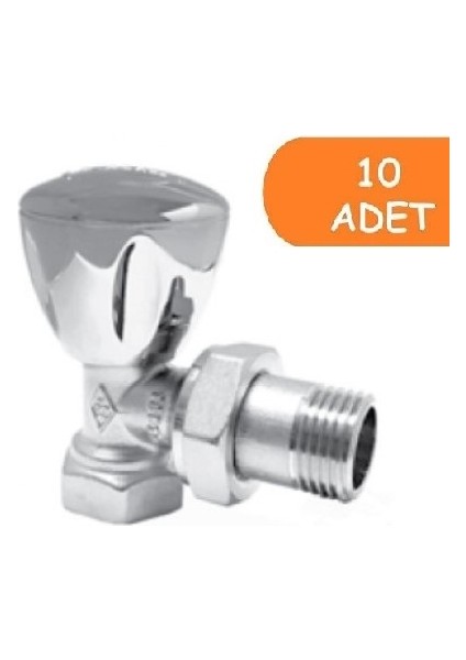 10 Adet Eca Rv3 1/2 Köşe Radyatör Valfi Krom Kaplamalı Petek Havlupan Vanası 602120749