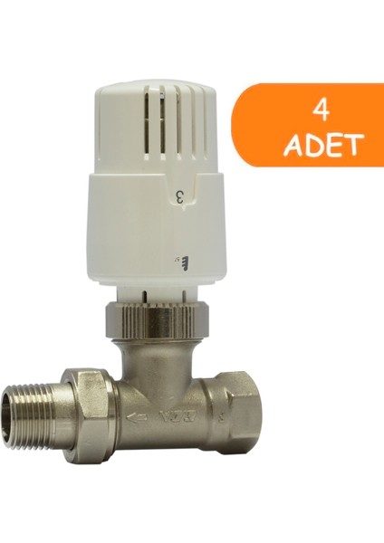 4 Adet Eca Trv4 Termostatik Düz Radyatör Valfi Petek Vanası 602120756
