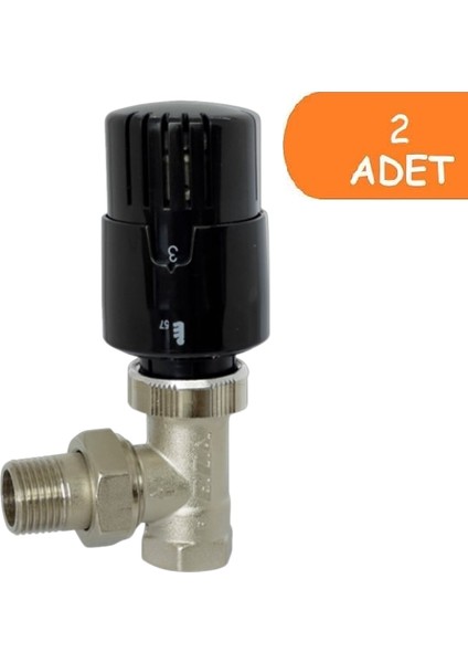 2 Adet Eca Trv4 Termostatik Köşe Radyatör Valfi Petek Vanası Siyah 802120116