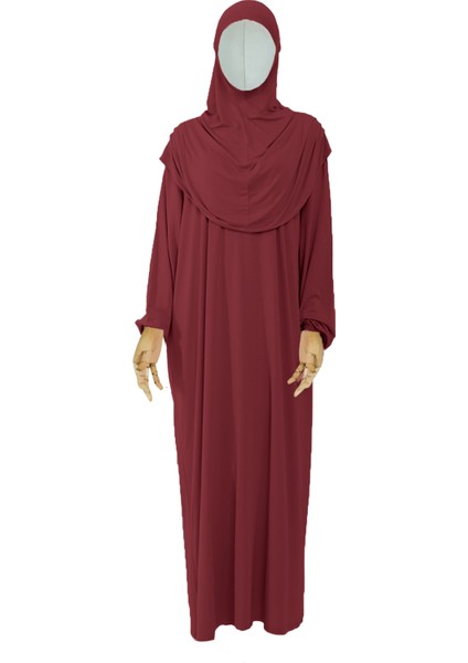 Kız Çocuk Tesettür Elbisesi Tek Parça Namaz Kıyafeti Tak Çıkar Başörtülü Pamuklu Lastikli Kolu fiyatları