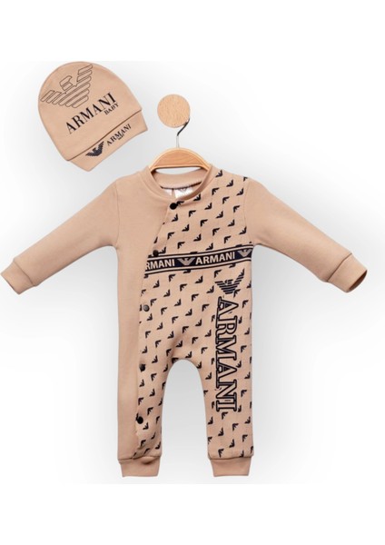 Baby Marka Armany Desen Şapkalı Tulum 6-24 Ay