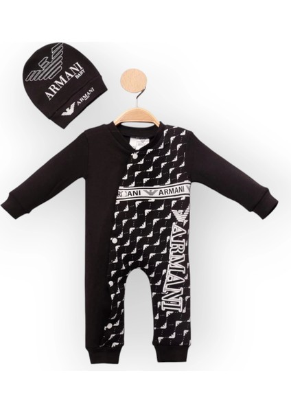 Baby Marka Armany Desen Şapkalı Tulum 6-24 Ay