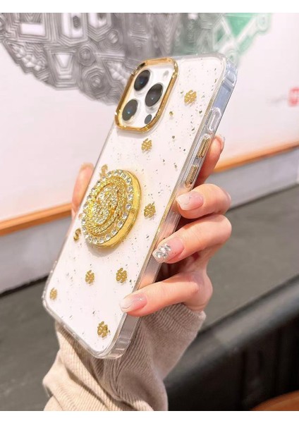 Apple iPhone 15 Pro Max Uyumlu Dolar Figürlü Taşlı Simli Şeffaf Kılıf indirimleri