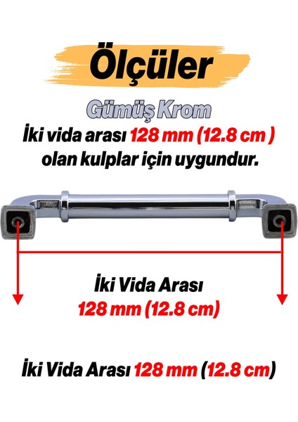 Alfa Metal Gümüş Krom Renk Kulp 128 mm Mobilya Çekmece Mutfak Dolabı Dolap Kapak Kulpu fiyatları