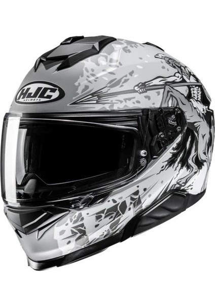 I71 Taurus MC10SF Kapalı Motosiklet Kaskı Gri Beyaz