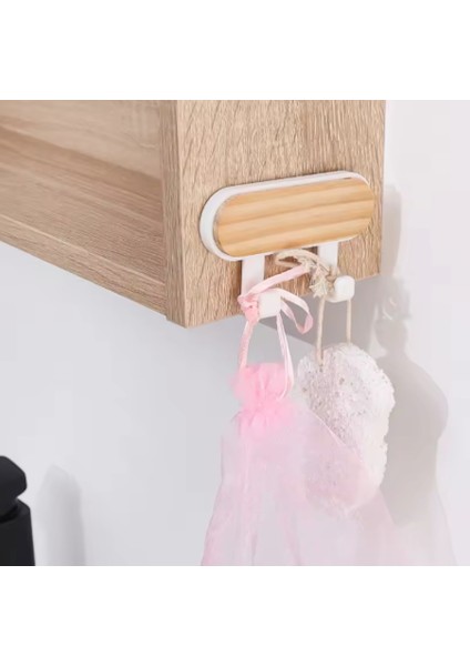 . - Çok Amaçlı Ahşap/plastik 2'li Kanca/askılık, Mutfak / Banyo Kancası - Kendinden Güçlü Yapışkanlı (1 Adet)
