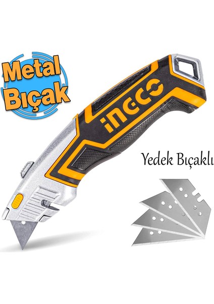 Metal Maket Bıçak Halı Bıçağı Çok Amaçlı Maket Bıçağı Küçük Değiştirilebilir 4 Adet Yedek Bıçak