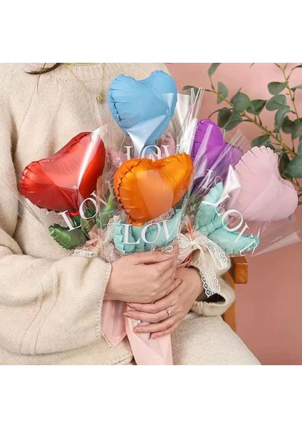 Kalp Balon Buketi Kiti Folyo