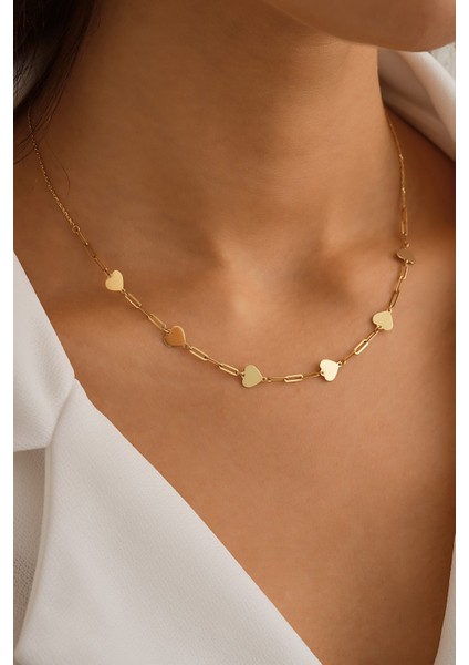 14 Ayar Altın Kalp Ataç Kolye