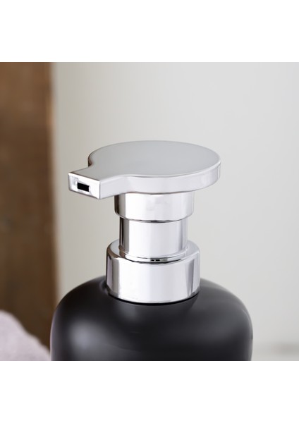 Tezgah Üstü Fırçalı Süngerli Mutfak Banyo Porselen Sıvı Sabunluk Takımı Seti Siyah 550 ml