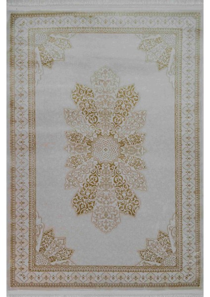 Bambu Iplikten Dokuma Parlak Tuşeli Krem Renk Halı (80 x 125 cm )