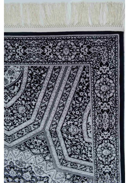 Bambu Iplikten Dokuma Parlak Tuşeli Siyah Renk Halı (80 x 125 cm )