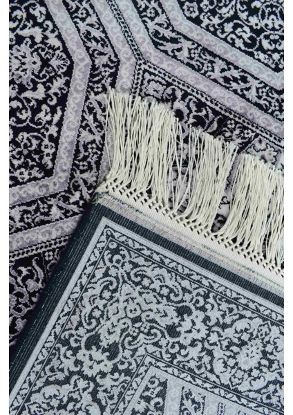 Bambu Iplikten Dokuma Parlak Tuşeli Siyah Renk Halı (80 x 125 cm )