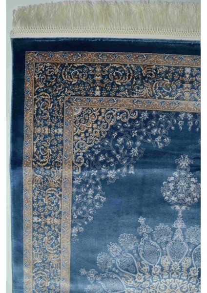 Bambu Iplikten Dokuma Parlak Tuşeli Mavi Renk Halı (83 x 125 cm ) fiyatları