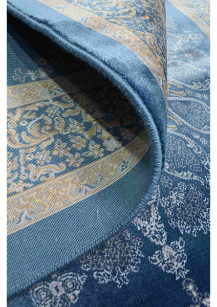 Bambu Iplikten Dokuma Parlak Tuşeli Mavi Renk Halı (83 x 125 cm ) indirimleri