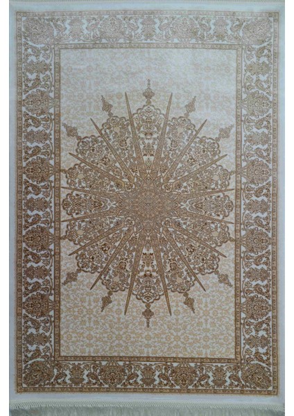 Bambu Iplikten Dokuma Parlak Tuşeli Krem Renk Halı (80 x 125 cm )