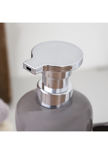 Tezgah Üstü Fırçalı Süngerli Mutfak Banyo Porselen Sıvı Sabunluk Takımı Seti Gri 550 ml modelleri