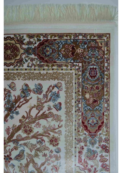 Hayat Ağacı Desenli Krem Renk Bambu Halı (83 x 125 cm ) fiyatları