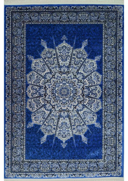 Bambu Iplikten Dokuma Parlak Tuşeli Lacivert Renk Halı (80 x 125 cm )
