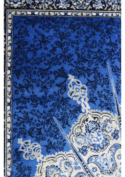 Bambu Iplikten Dokuma Parlak Tuşeli Lacivert Renk Halı (80 x 125 cm )