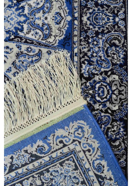 Bambu Iplikten Dokuma Parlak Tuşeli Lacivert Renk Halı (80 x 125 cm )